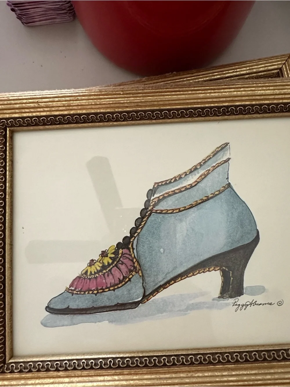 Set of 6 Framed Vintage Vibe Fashion Watercolor Prints - Pastel Pink & Green